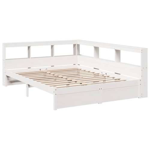 Krevet s regalom z knjige bez madraca bijeli 140x190cm borovina - Bijela 140 x 190 cm Cijena