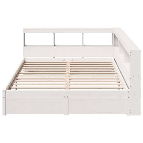 Krevet s regalom z knjige bez madraca bijeli 140x190cm borovina - Bijela 140 x 190 cm Cijena