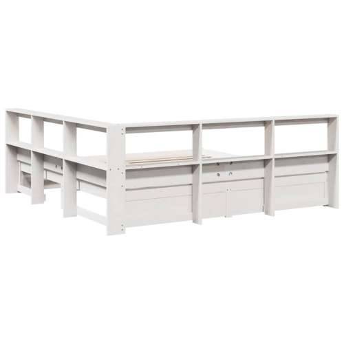 Krevet s regalom z knjige bez madraca bijeli 140x190cm borovina - Bijela 140 x 190 cm Cijena