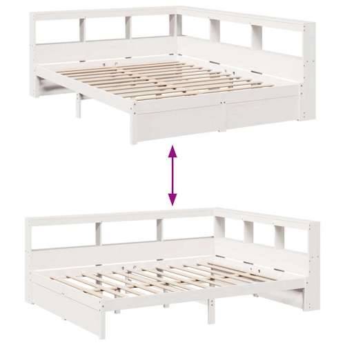 Krevet s regalom z knjige bez madraca bijeli 140x190cm borovina - Bijela 140 x 190 cm Cijena