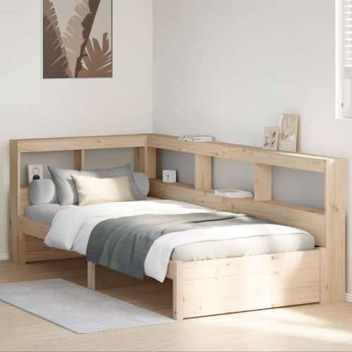 Krevet s regalom za knjige bez madraca 75x190 cm borovina - Prirodna 75 x 190 cm Cijena