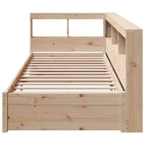 Krevet s regalom za knjige bez madraca 75x190 cm borovina - Prirodna 75 x 190 cm Cijena