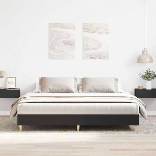 Okvir kreveta bez madraca crni 200 x 200 cm konstruirano drvo - Crna 200 x 200 cm Cijena