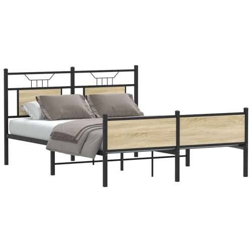 Okvir kreveta bez madraca boja hrasta sonome 150x200 cm drveni - sonoma hrast 150 x 200 cm s uzglavljem i visokim podnožjem Cijena