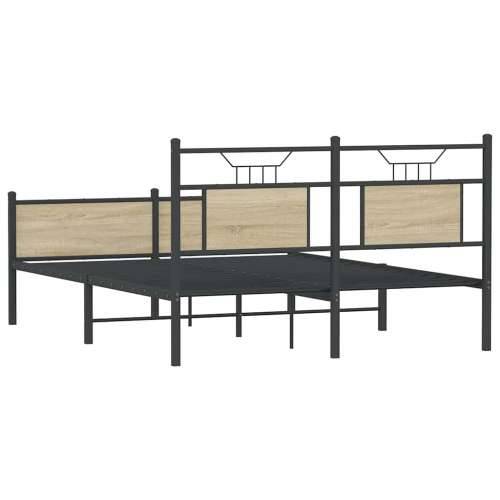 Okvir kreveta bez madraca boja hrasta sonome 150x200 cm drveni - sonoma hrast 150 x 200 cm s uzglavljem i visokim podnožjem Cijena
