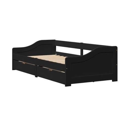 Dnevni krevet s 2 ladice bez madraca “IRUN” crni 90x200 cm - Crna Cijena