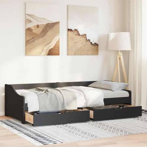 Dnevni krevet s 2 ladice bez madraca “IRUN” crni 90x200 cm - Crna Cijena
