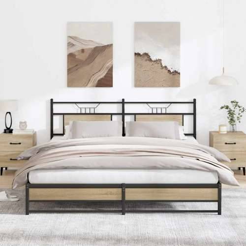 Metalni okvir kreveta bez madraca boja hrasta sonome 183x213 cm - sonoma hrast 183 x 213 cm s uzglavljem i dvostrukim niskim pod Cijena