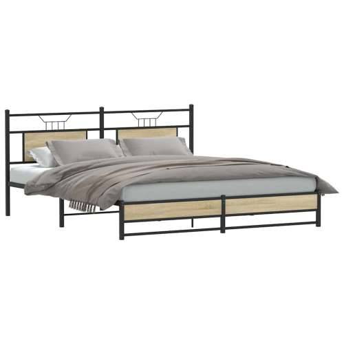 Metalni okvir kreveta bez madraca boja hrasta sonome 183x213 cm - sonoma hrast 183 x 213 cm s uzglavljem i dvostrukim niskim pod Cijena