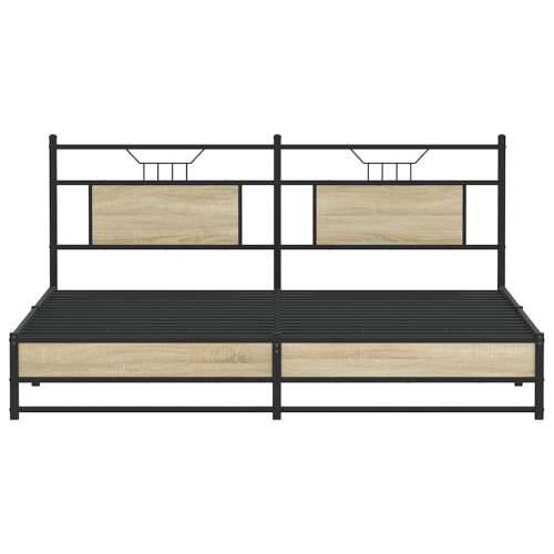 Metalni okvir kreveta bez madraca boja hrasta sonome 183x213 cm - sonoma hrast 183 x 213 cm s uzglavljem i dvostrukim niskim pod Cijena