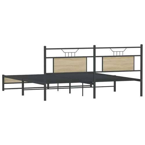 Metalni okvir kreveta bez madraca boja hrasta sonome 183x213 cm - sonoma hrast 183 x 213 cm s uzglavljem i dvostrukim niskim pod Cijena
