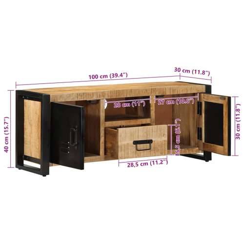 TV ormarić 100x30x40 cm Puno grubo drvo Mango - Crna i smeđa 1 Grubo masivno drvo manga Cijena