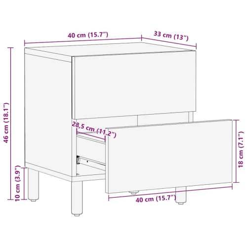 Noćni ormarići 2 kom smeđi 40x33x46 cm Puno drvo Mango - 2 drvo manga Cijena