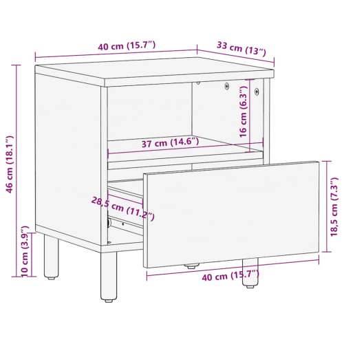 Noćni ormarići 2 kom smeđi 40x33x46 cm Puno drvo Mango - 2 drvo manga Cijena