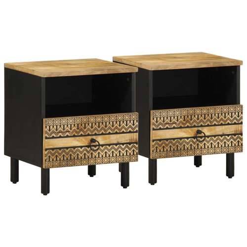 Krevetni ormarići 2 kom crni 40x33x46 cm puno grubo drvo mango - 2 Cijena