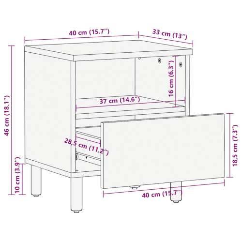 Krevetni ormarići 2 kom crni 40x33x46 cm puno grubo drvo mango - 2 Cijena
