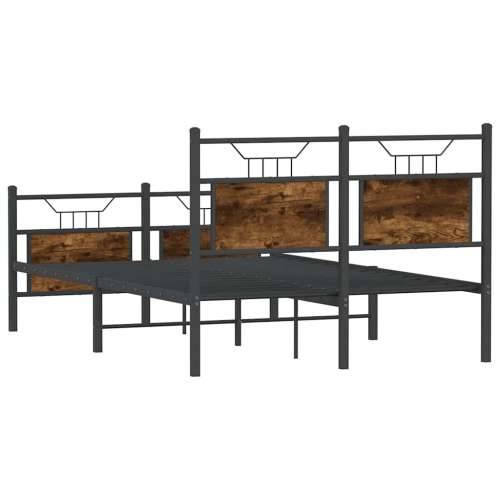 Okvir kreveta bez madraca boja hrasta 120 x 200 cm drveni - Dimljeni hrast 120 x 200 cm s uzglavljem i podnožjem Cijena