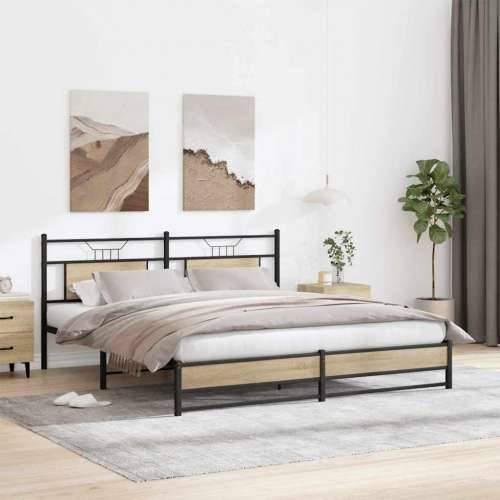 Metalni okvir kreveta bez madraca boja hrasta sonome 180x200 cm - sonoma hrast 180 x 200 cm s uzglavljem i dvostrukim niskim pod Cijena