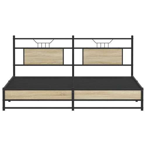 Metalni okvir kreveta bez madraca boja hrasta sonome 180x200 cm - sonoma hrast 180 x 200 cm s uzglavljem i dvostrukim niskim pod Cijena