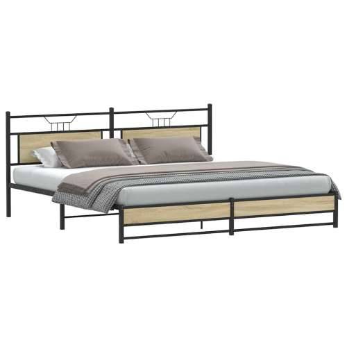 Metalni okvir kreveta bez madraca boja hrasta sonome 193x203 cm - sonoma hrast 193 x 203 cm s uzglavljem i dvostrukim niskim pod Cijena