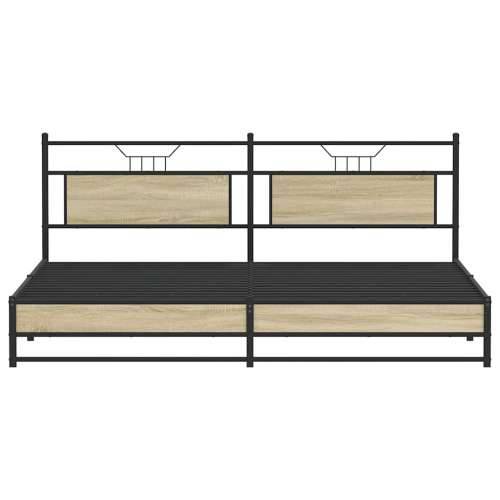 Metalni okvir kreveta bez madraca boja hrasta sonome 193x203 cm - sonoma hrast 193 x 203 cm s uzglavljem i dvostrukim niskim pod Cijena