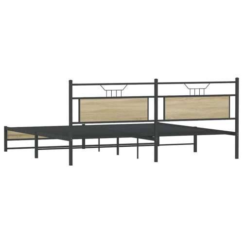 Metalni okvir kreveta bez madraca boja hrasta sonome 193x203 cm - sonoma hrast 193 x 203 cm s uzglavljem i dvostrukim niskim pod Cijena