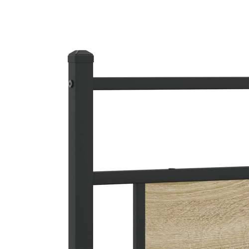 Metalni okvir kreveta bez madraca boja hrasta sonome 193x203 cm - sonoma hrast 193 x 203 cm s uzglavljem i dvostrukim niskim pod Cijena