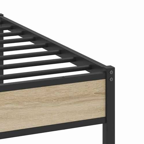 Metalni okvir kreveta bez madraca boja hrasta sonome 193x203 cm - sonoma hrast 193 x 203 cm s uzglavljem i dvostrukim niskim pod Cijena