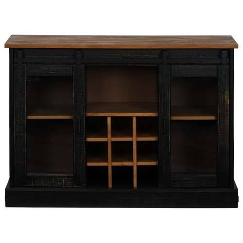 Komoda HALDEN 2 klizna vrata crna 112x40x80 cm puno drvo - Crna 1 Cijena