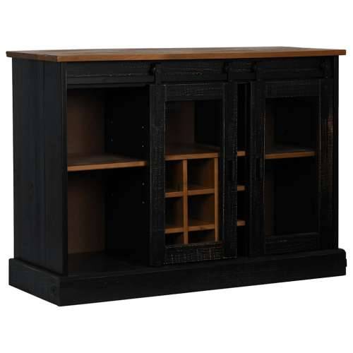 Komoda HALDEN 2 klizna vrata crna 112x40x80 cm puno drvo - Crna 1 Cijena