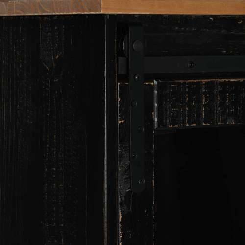 Komoda HALDEN 2 klizna vrata crna 112x40x80 cm puno drvo - Crna 1 Cijena