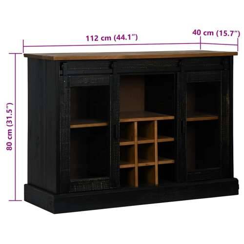 Komoda HALDEN 2 klizna vrata crna 112x40x80 cm puno drvo - Crna 1 Cijena