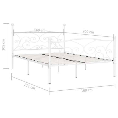 Okvir za krevet s podnicama bijeli metalni 160 x 200 cm Cijena