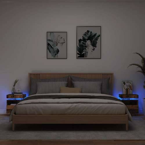 Noćni ormarići s LED svjetlima 2 kom Staro drvo 40x39x48,5 cm - Staro drvo 2 Cijena