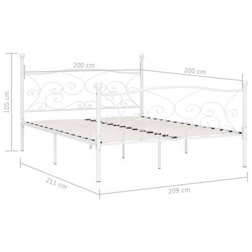 Okvir za krevet s podnicama bijeli metalni 200 x 200 cm Cijena