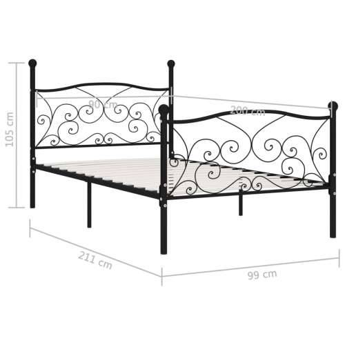 Okvir za krevet s podnicama crni metalni 90 x 200 cm Cijena