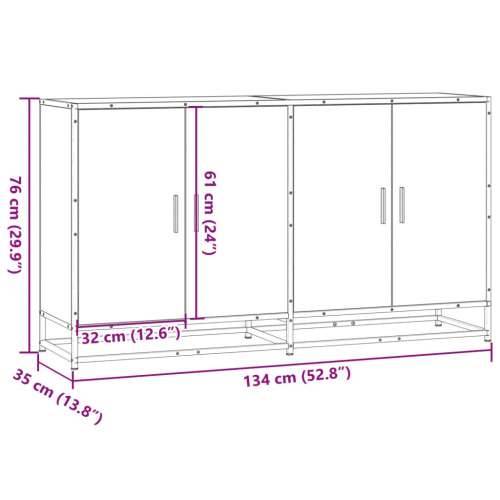 Komoda crna 134x35x76 cm Konstruirano drvo - Crna 1 Cijena