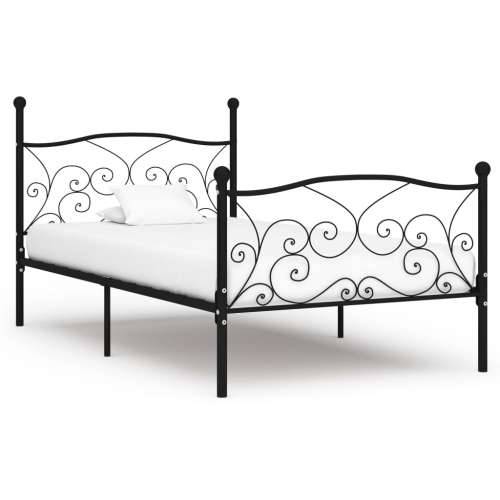 Okvir za krevet s podnicama crni metalni 100 x 200 cm