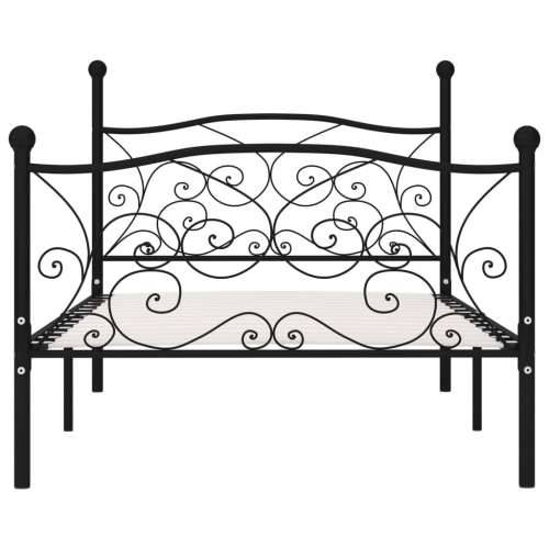 Okvir za krevet s podnicama crni metalni 100 x 200 cm Cijena