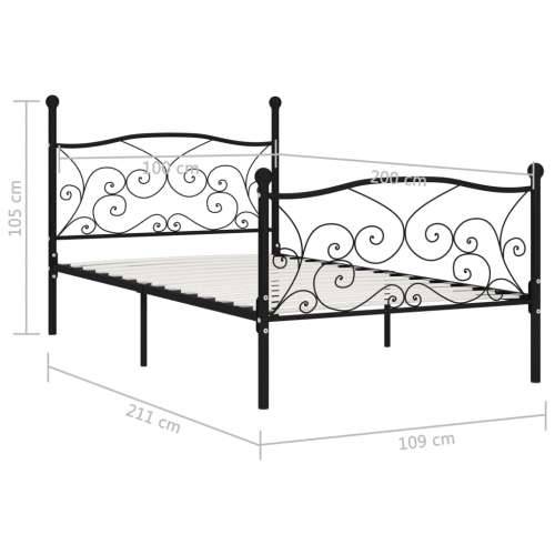 Okvir za krevet s podnicama crni metalni 100 x 200 cm Cijena