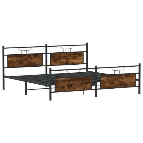 Metalni okvir kreveta bez madraca boja hrasta 200x200 cm - Dimljeni hrast 200 x 200 cm s uzglavljem i podnožjem Cijena
