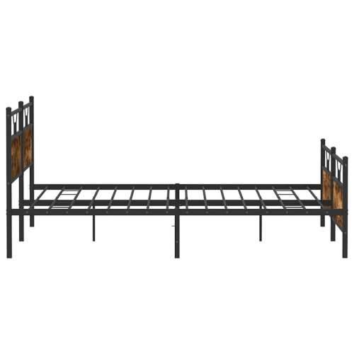 Metalni okvir kreveta bez madraca boja hrasta 200x200 cm - Dimljeni hrast 200 x 200 cm s uzglavljem i podnožjem Cijena