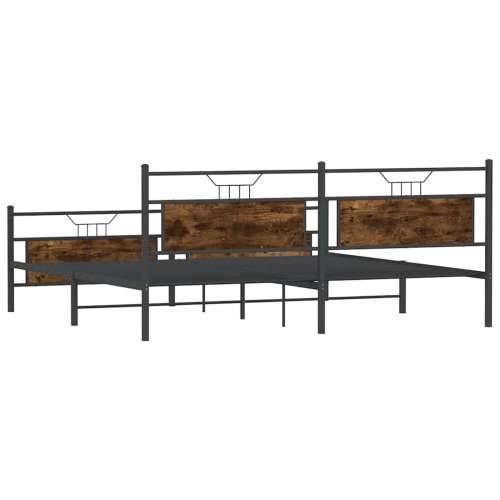 Metalni okvir kreveta bez madraca boja hrasta 200x200 cm - Dimljeni hrast 200 x 200 cm s uzglavljem i podnožjem Cijena