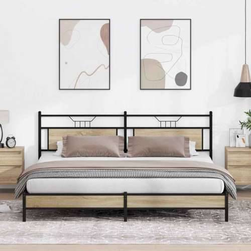 Metalni okvir kreveta bez madraca boja hrasta sonome 193x203 cm - sonoma hrast 193 x 203 cm s uzglavljem i niskim podnožjem Cijena