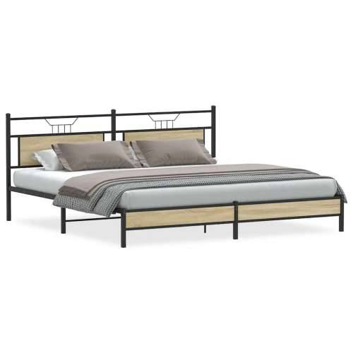 Metalni okvir kreveta bez madraca boja hrasta sonome 193x203 cm - sonoma hrast 193 x 203 cm s uzglavljem i niskim podnožjem Cijena