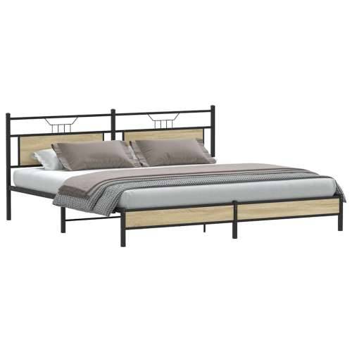 Metalni okvir kreveta bez madraca boja hrasta sonome 193x203 cm - sonoma hrast 193 x 203 cm s uzglavljem i niskim podnožjem Cijena