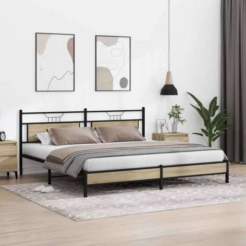 Metalni okvir kreveta bez madraca boja hrasta sonome 193x203 cm - sonoma hrast 193 x 203 cm s uzglavljem i niskim podnožjem Cijena
