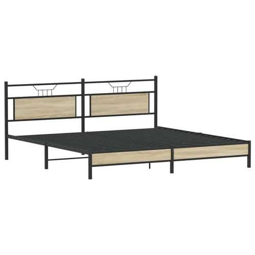 Metalni okvir kreveta bez madraca boja hrasta sonome 193x203 cm - sonoma hrast 193 x 203 cm s uzglavljem i niskim podnožjem Cijena