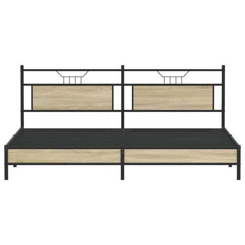 Metalni okvir kreveta bez madraca boja hrasta sonome 193x203 cm - sonoma hrast 193 x 203 cm s uzglavljem i niskim podnožjem Cijena