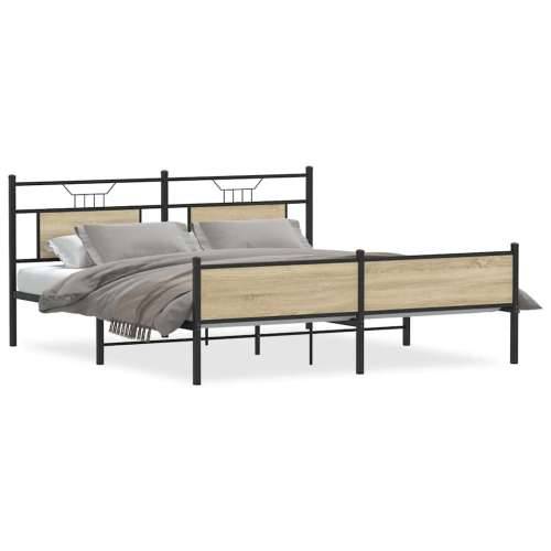 Metalni okvir kreveta bez madraca boja hrasta sonome 183x213 cm - sonoma hrast 183 x 213 cm s uzglavljem i visokim podnožjem Cijena